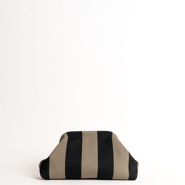 White mood-Borsa clutch a righe - nero/kaki