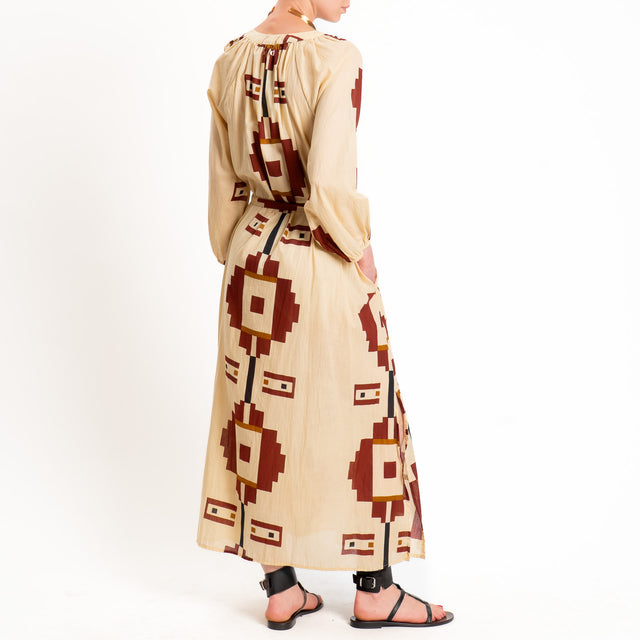 Dixie-Abito mussola fantasia etnica - sand/india/nero