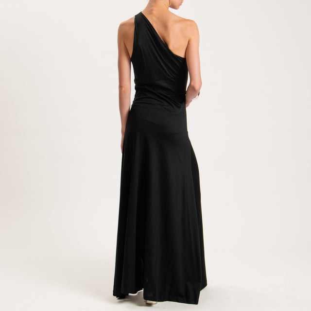 Dixie-Abito monospalla tessuto modal fibra natural - nero