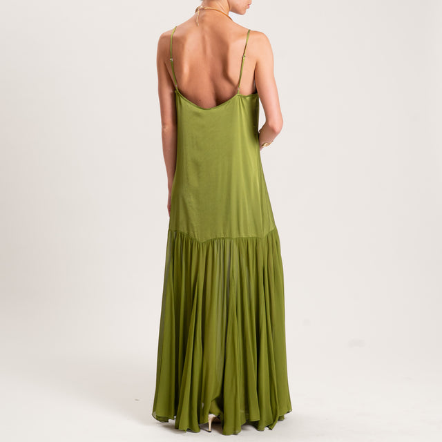 Dixie-Abito doppio tessuto bretelle regolabili - VERDE