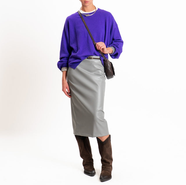 Dixie-Gonna similpelle spacco dietro - grigio