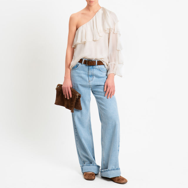 Dixie-Blusa monospalla misto seta - burro