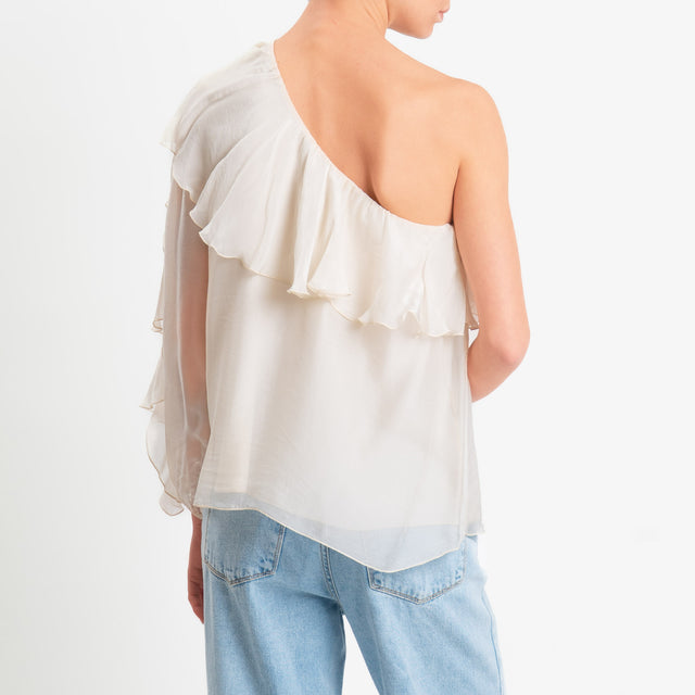 Dixie-Blusa monospalla misto seta - burro