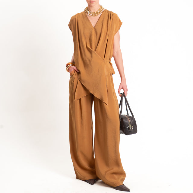 Dixie-Blusa tessuto modal con riprese - miele