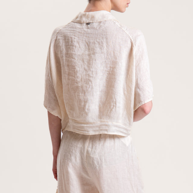 Dixie-Camicia in lino con nodo - burro