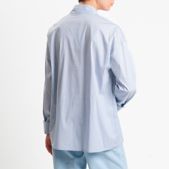Dixie-Camicia portafoglio a righe - Azzurro