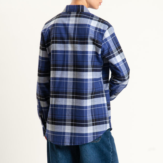 Dixie-Camicia check oversize - latte/blu/grigio