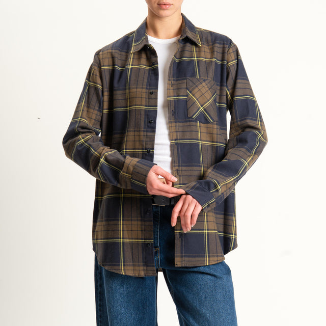 Dixie-Camicia check oversize - moro/nero/yellow