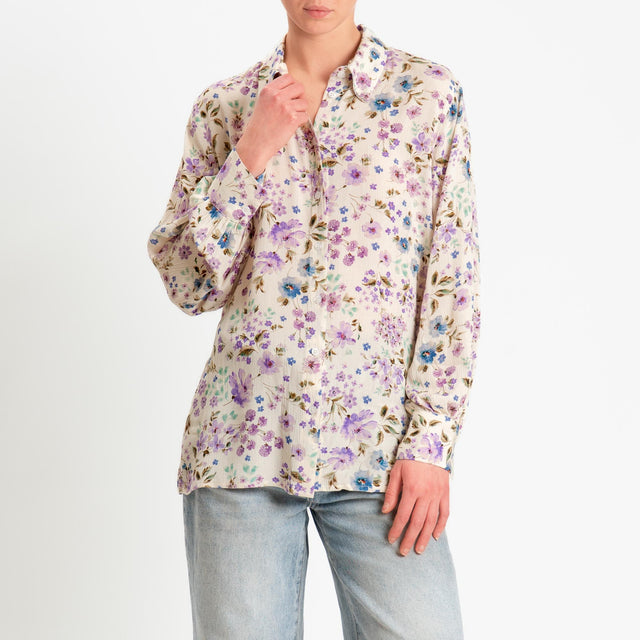 Dixie-Camicia fantasia floreale - burro/lilla/acqua
