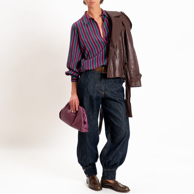 Dixie-Camicia a righe - verde/vino/fucsia