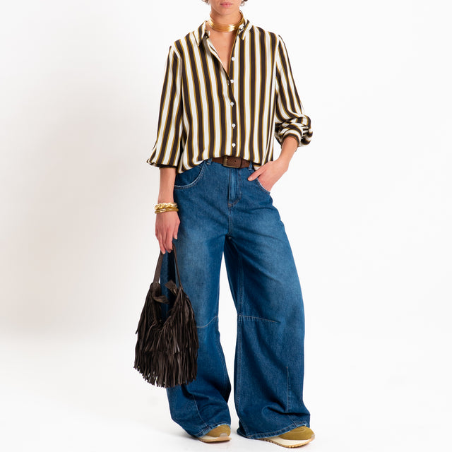 Dixie-Camicia a righe - panna/moro/olio