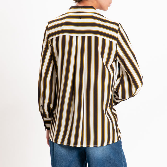 Dixie-Camicia a righe - panna/moro/olio