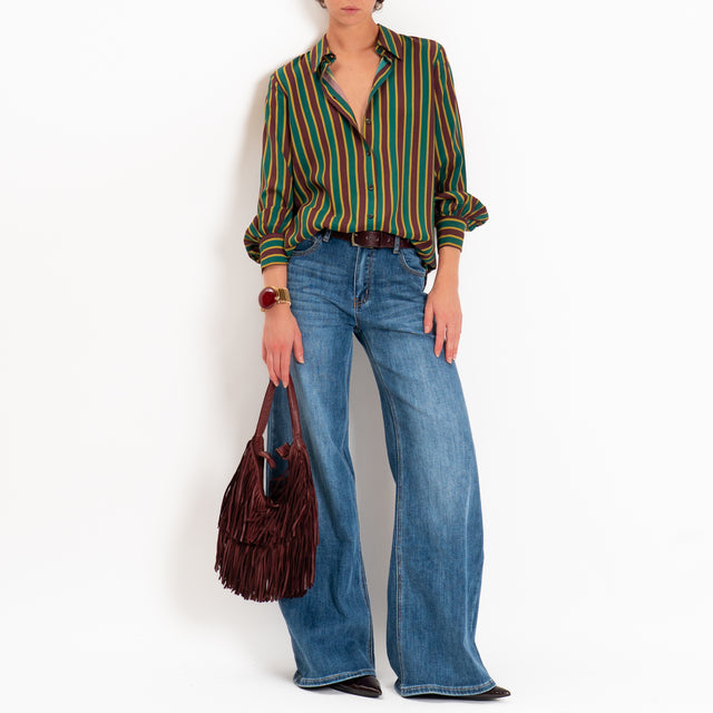 Dixie-Camicia a righe - verde/vino/olio