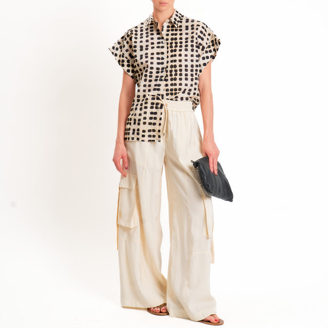 Dixie-Camicia mussola fantasia - panna/nero