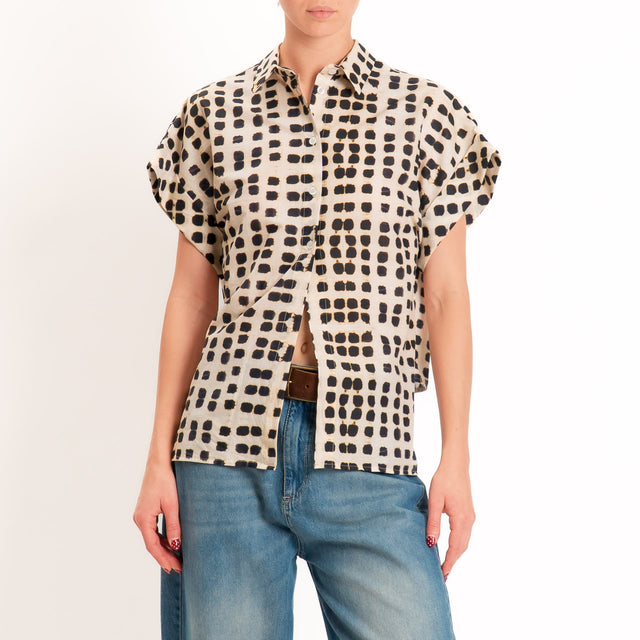 Dixie-Camicia mussola fantasia - panna/nero