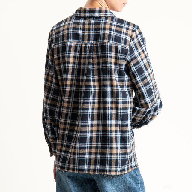 Dixie-Camicia check - beige/nero/azzurro