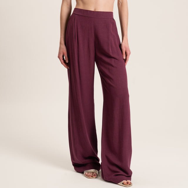 Dixie-Completo top e pantalone misto lino - Bordeaux