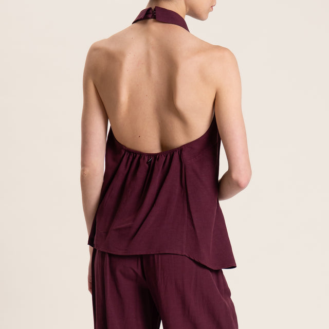 Dixie-Completo top e pantalone misto lino - Bordeaux