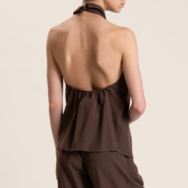 Dixie-Completo top e pantalone misto lino - cacao