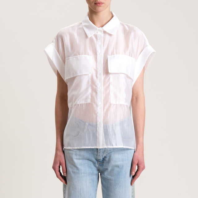Dixie-Camicia mussola lyocell con tasche - bianco