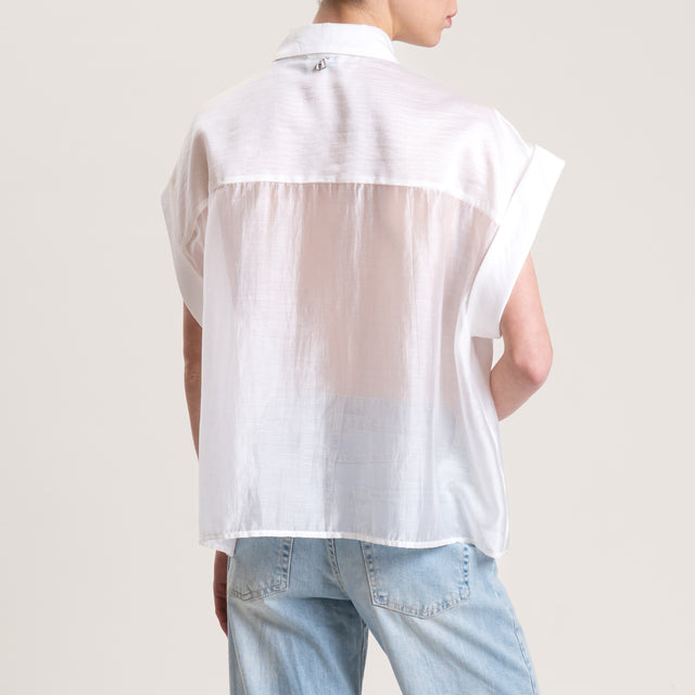 Dixie-Camicia mussola lyocell con tasche - bianco