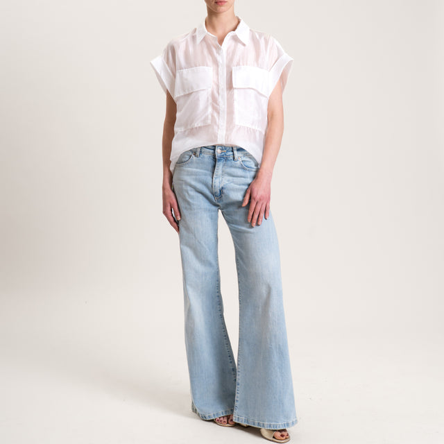 Dixie-Camicia mussola lyocell con tasche - bianco