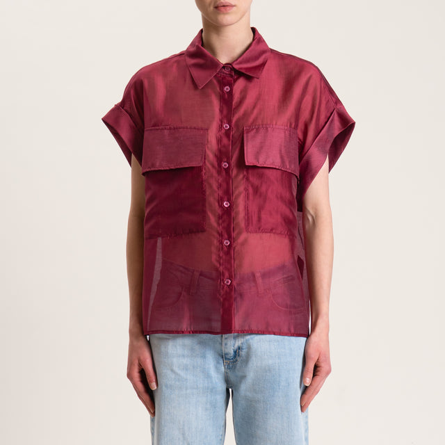 Dixie-Camicia mussola lyocell con tasche - Bordeaux