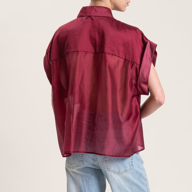 Dixie-Camicia mussola lyocell con tasche - Bordeaux