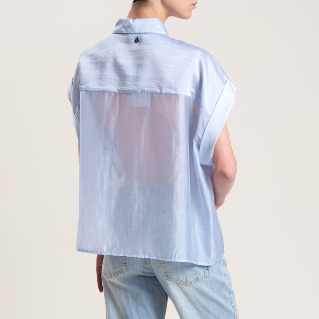 Dixie-Camicia mussola lyocell con tasche - celeste