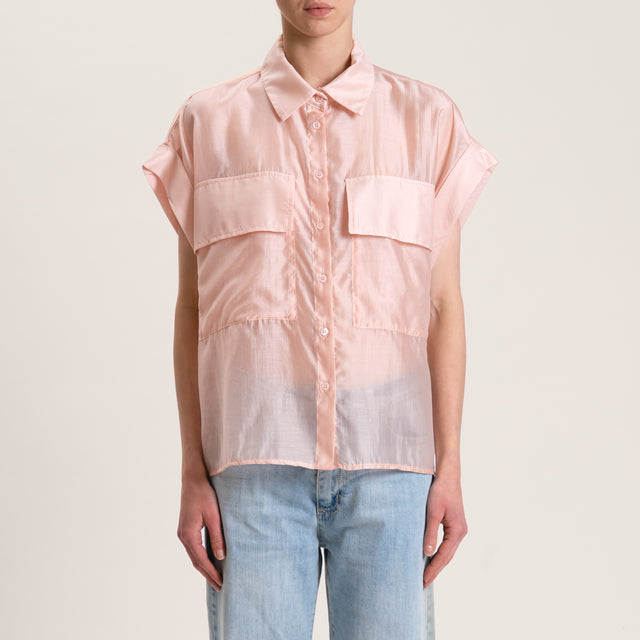 Dixie-Camicia mussola lyocell con tasche - cipria