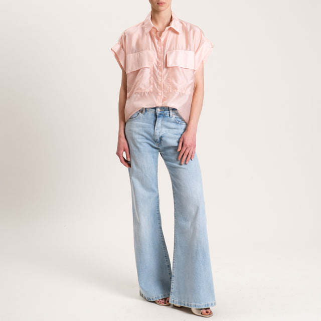 Dixie-Camicia mussola lyocell con tasche - cipria