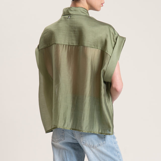 Dixie-Camicia mussola lyocell con tasche - militare