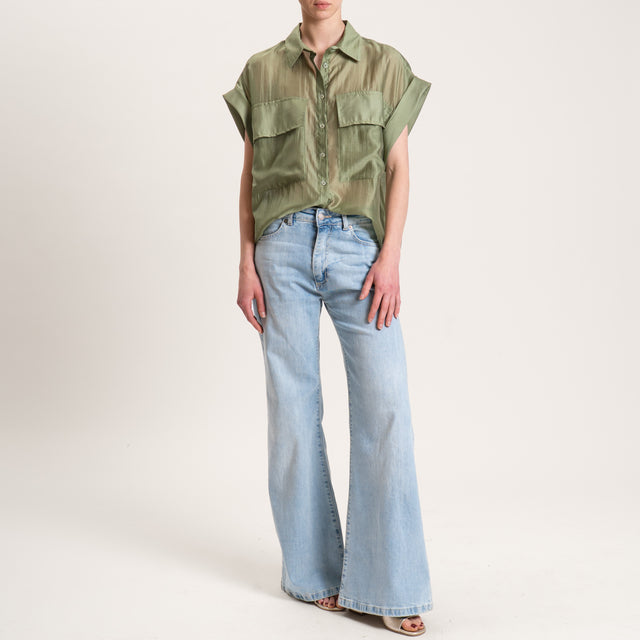 Dixie-Camicia mussola lyocell con tasche - militare