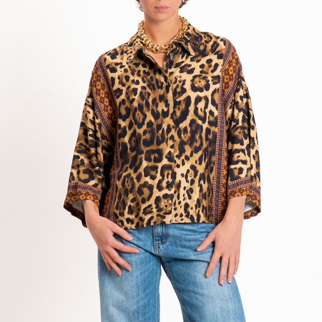 Dixie-Camicia fantasia animalier - beige/nero/bordeaux