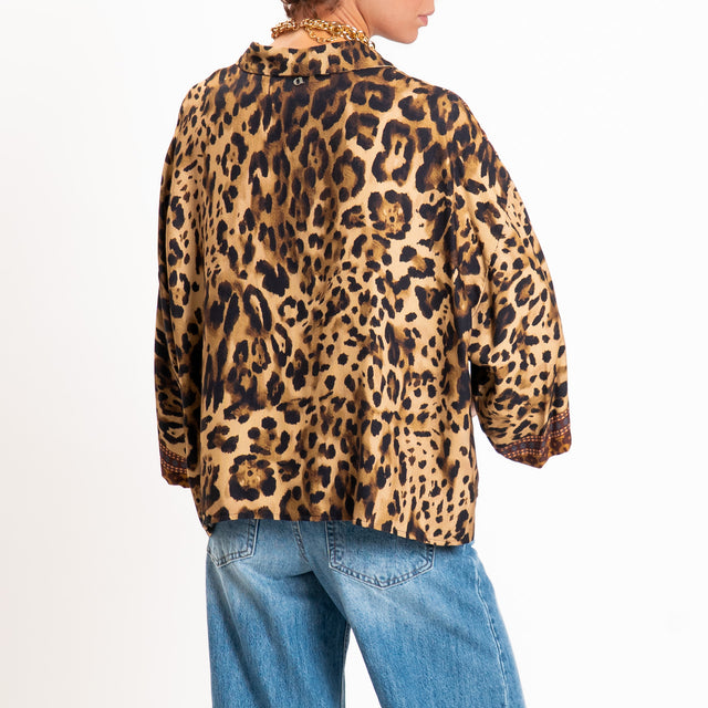 Dixie-Camicia fantasia animalier - beige/nero/bordeaux