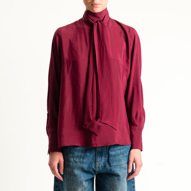 Dixie-Blusa bottone dietro con fiocco - Bordeaux