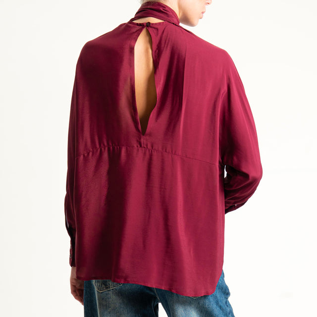 Dixie-Blusa bottone dietro con fiocco - Bordeaux