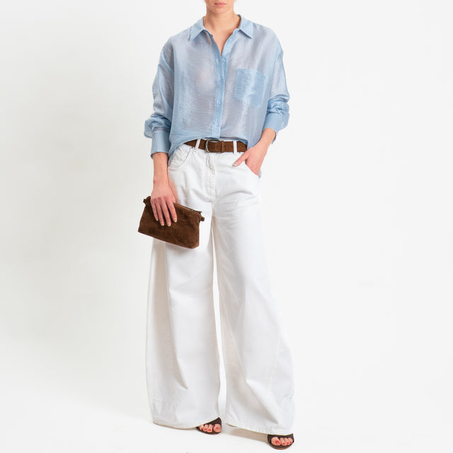 Dixie-Camicia cut out dietro in organza lyocell - sky