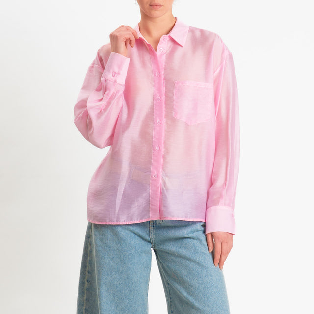 Dixie-Camicia cut out dietro in organza lyocello - rosa