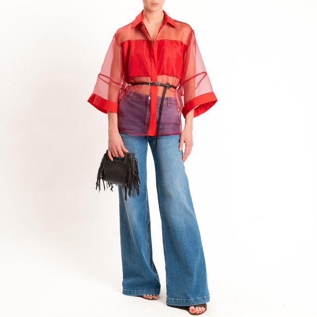Dixie-Camicia organza manica 3/4 - rosso