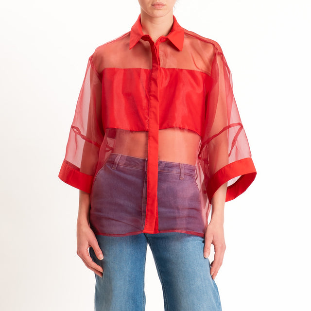 Dixie-Camicia organza manica 3/4 - rosso