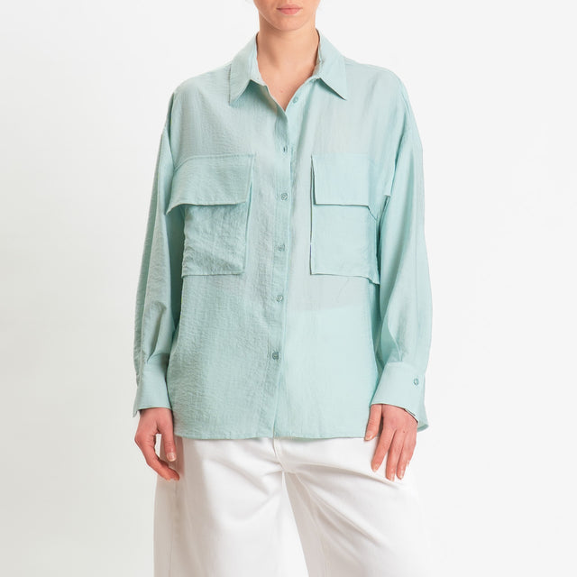 Dixie-Camicia voile di viscosa fluido super pocket - acqua