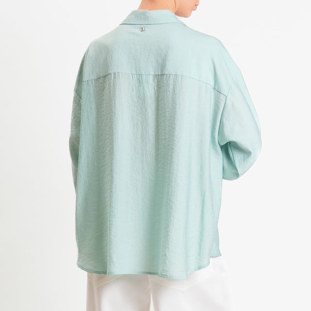 Dixie-Camicia voile di viscosa fluido super pocket - acqua