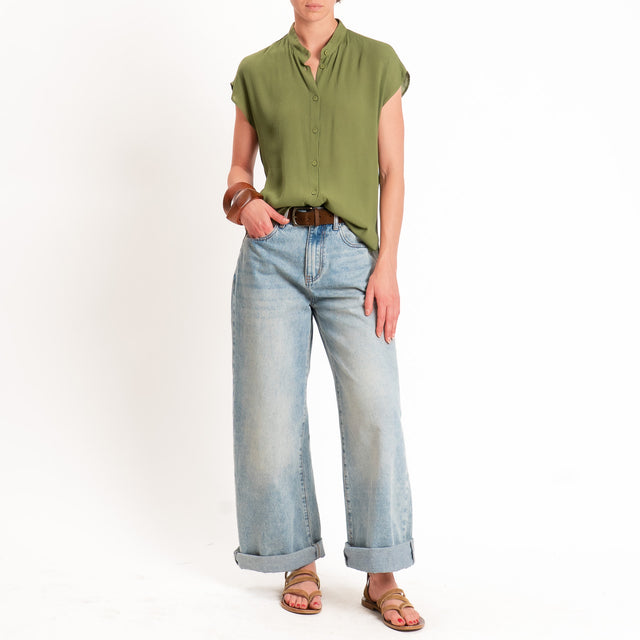 Dixie-Camicia smanicata collo coreana - militare