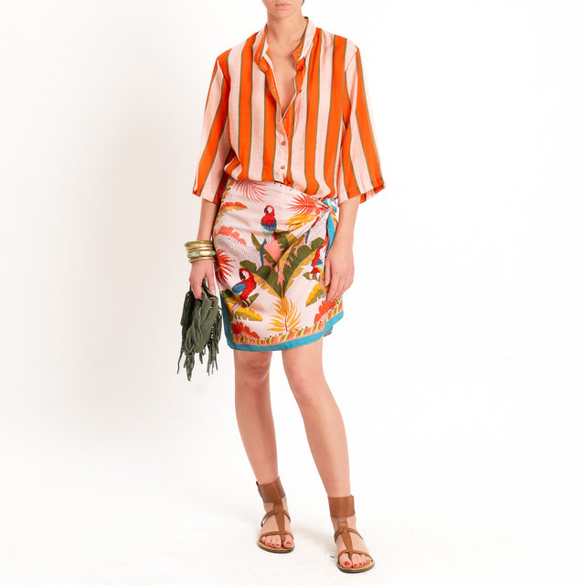 Dixie-Camicia mussola a righe - corallo/rosa