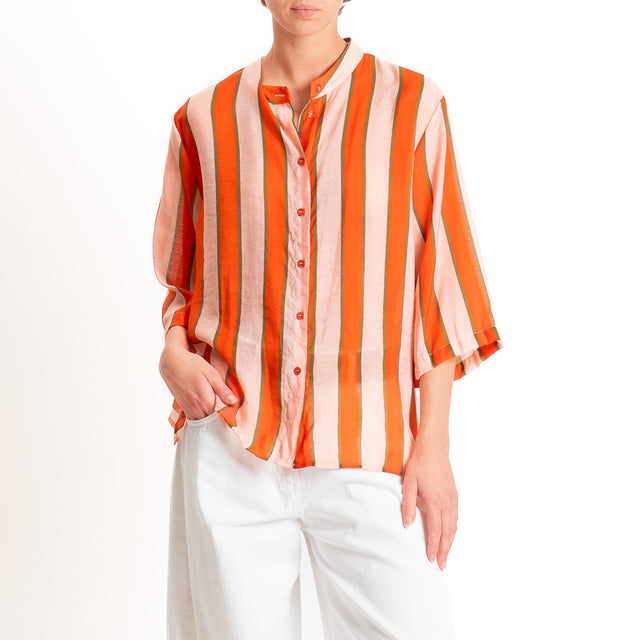 Dixie-Camicia mussola a righe - corallo/rosa