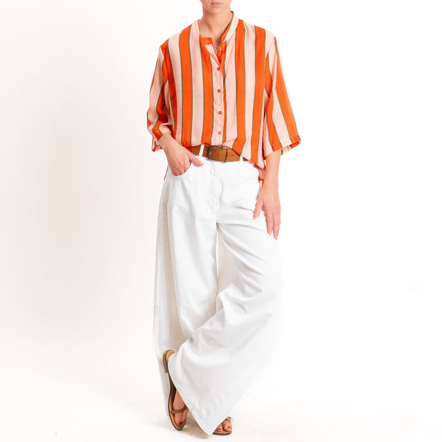 Dixie-Camicia mussola a righe - corallo/rosa