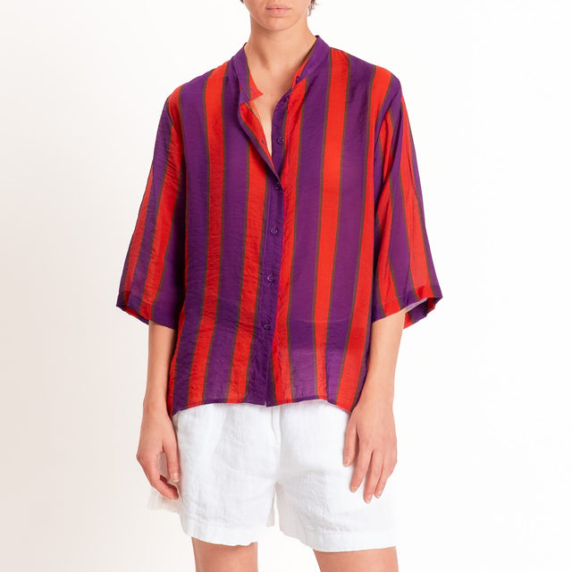 Dixie-Camicia mussola a righe - viola/rosso