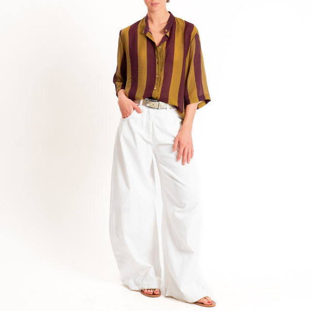 Dixie-Camicia mussola a righe - olio/bordeaux