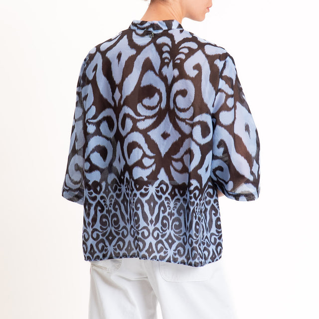 Dixie-Camicia mussola fantasia etnica - celeste/moro